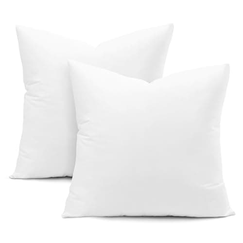 Soft Decorative Throw Pillow Inserts, Set of 2, 18 x 18 Inch Square Form Sham Stuffers for Couch, Sofa, Bed and Home Decor