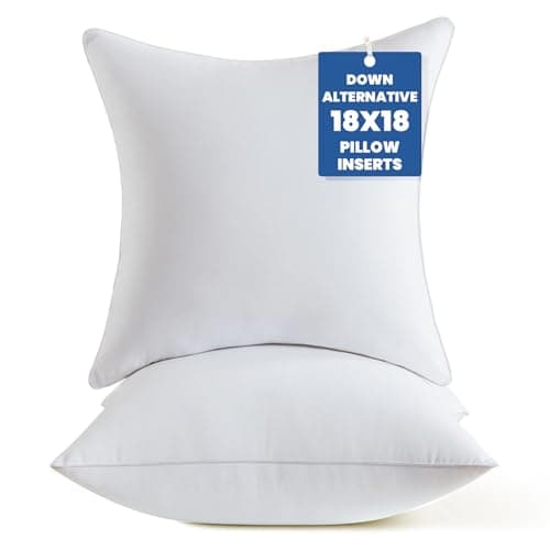 18x18 White Soft Fluffy Down Alternative Throw Pillow Insert Set