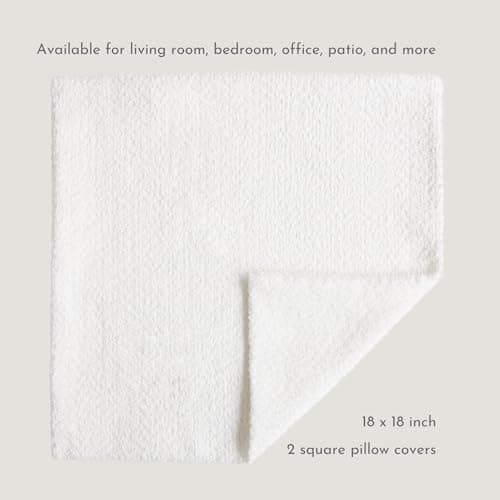 VOILYBIRD 18x18 Inch White Heavy Boucle Throw Pillow Covers