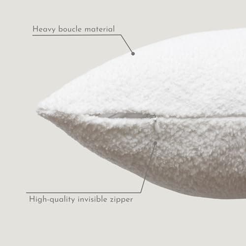 VOILYBIRD 18x18 Inch White Heavy Boucle Throw Pillow Covers