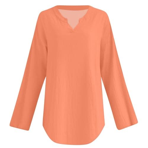 V Neck Long Sleeve Button Down Blouses