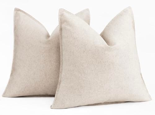 Foindtower 2 Pack Soft Modern Light Beige Farmhouse Throw Pillow Covers for Living Room Sofa