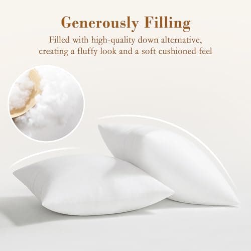 2 Pack puredown® 22x22 Down Alternative Pillow Inserts, Fluffy Soft Decorative Home Bed Couch Cushions
