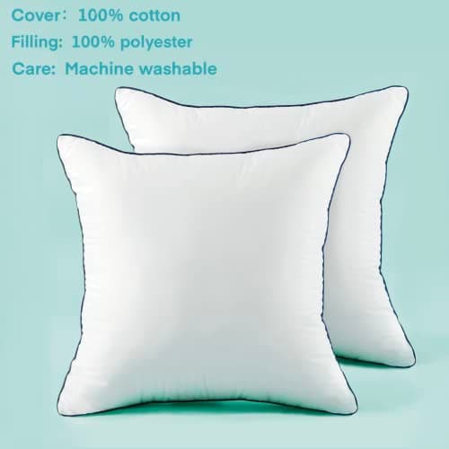20x20 Inch Cotton Covered Pillow Inserts, Set of 2