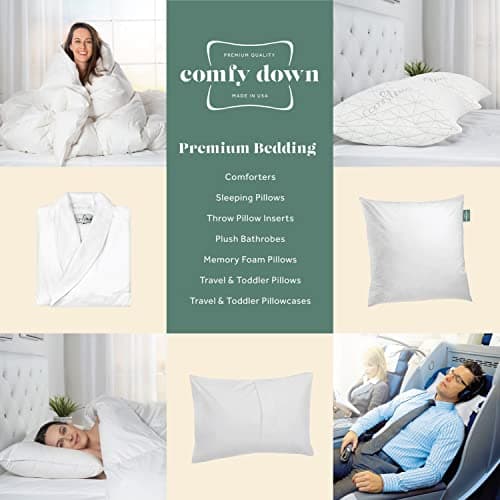 USA-Made 14x20 Down Feather Pillow Insert, 100% Cotton Cover (Set of 2)