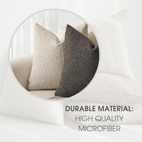 Dark Khaki Textured Boucle Throw Pillow Covers 18x18 Inch Home Decor