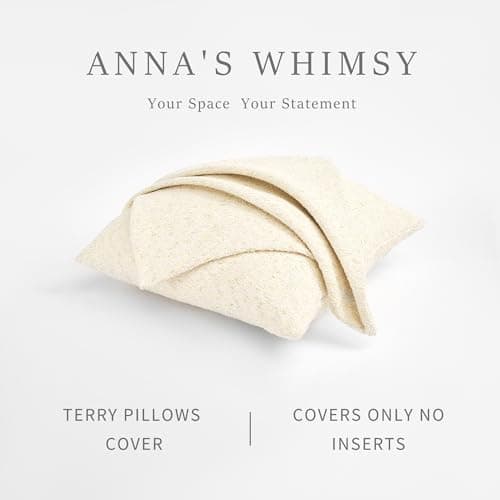 Anna's Whimsy Spring Soft Boucle Throw Pillow Covers, Set of 2 Beige Accent Cushion Covers for Sofa Bed Home Decor