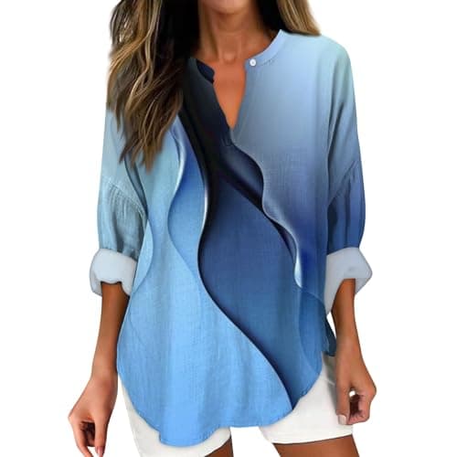 V Neck Long Sleeve Button Down Blouses
