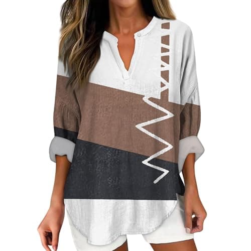 V Neck Long Sleeve Button Down Blouses