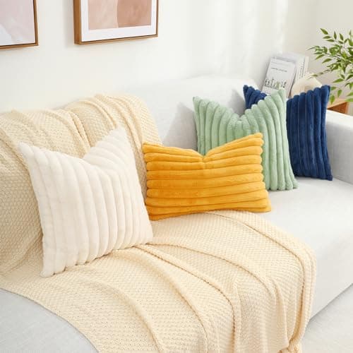 Christmas Faux Fur Throw Pillow Covers 18x18 Set of 2 for Living Room