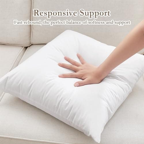 Soft Decorative Throw Pillow Inserts, Set of 2, 18 x 18 Inch Square Form Sham Stuffers for Couch, Sofa, Bed and Home Decor