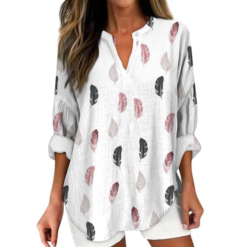 V Neck Long Sleeve Button Down Blouses