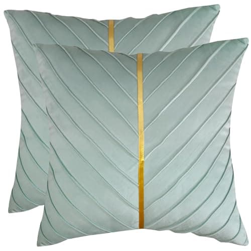 Tosleo Gold Leather Decor 18x18 Inch Brown Velvet Throw Pillow Covers