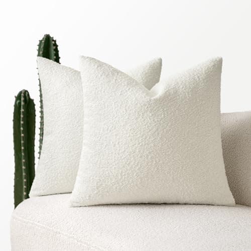 MIULEE 18x18 Inch Textured Boucle Pillow Covers Set of 2 BrownAccentLivingroom Decor