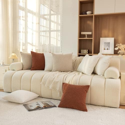 Cream Boucle Textured Pillow Covers - Set of 2
