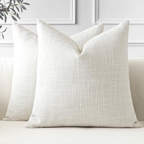 OTOSTAR Set of 2 Beige 18x18 Inch Linen Decorative Pillow Covers for Home, Sofa, Couch, and Bed