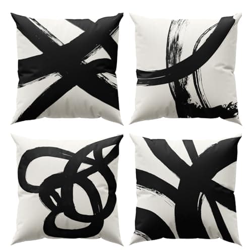 Boho Green Geometric Gold Leaf Pillow Covers Set of 4