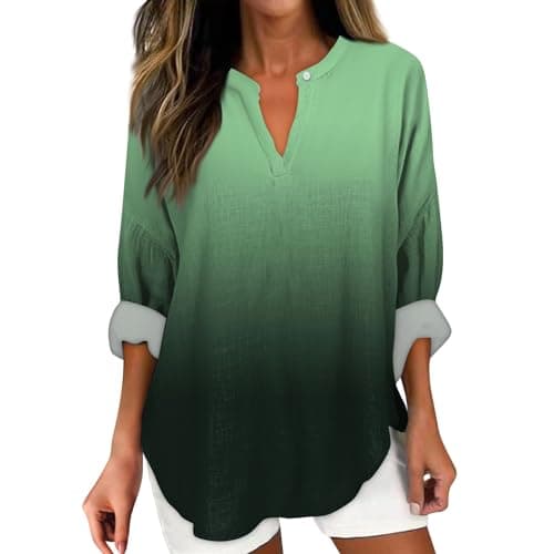 V Neck Long Sleeve Button Down Blouses