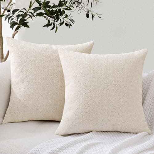 Neutral Soft Decorative Throw Pillow Covers for Couch and Living Room - Set of 2