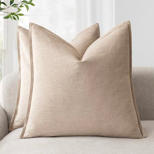 Foindtower Boho Farmhouse Pack of 2 Natural Beige 26x26 Inch Throw Pillow Covers