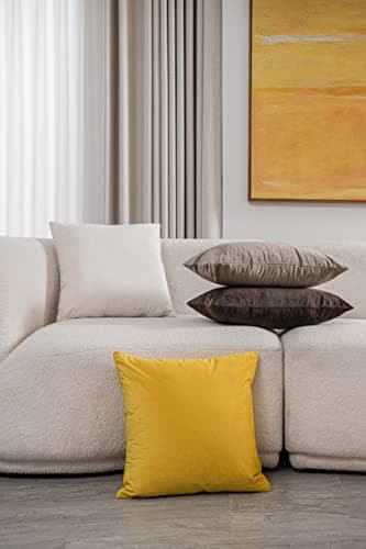 DEZENE Cozy 12x20 Taupe Soft Velvet Pillow Covers for Farmhouse Decor