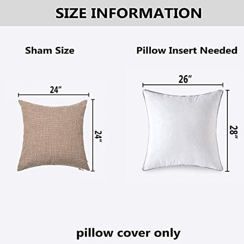 Kevin Textile Star Faux Linen Pillow Covers 24"x24", 2 Pcs, Super Soft Natural Linen