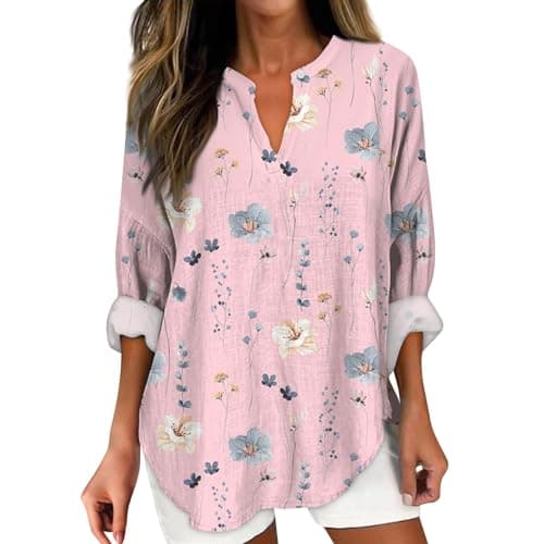 V Neck Long Sleeve Button Down Blouses