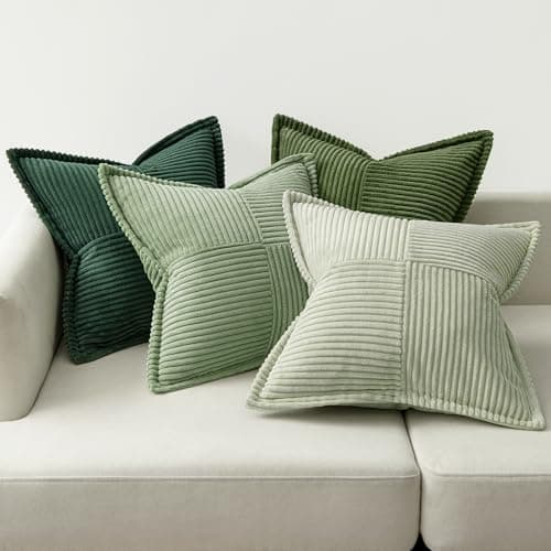 MIULEE Spring Green Patchwork Throw Pillow Covers for Home Decor