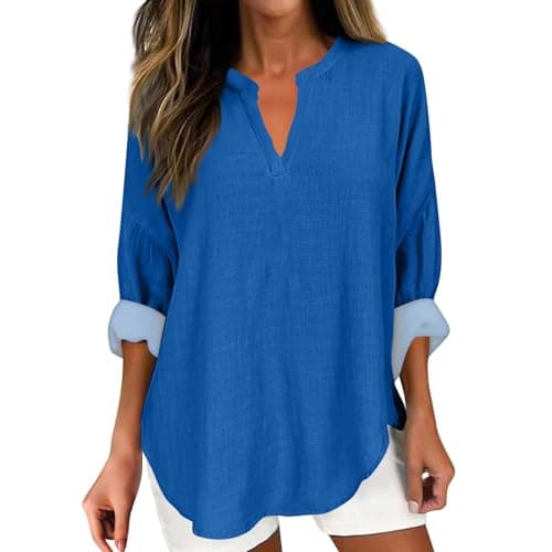 V Neck Long Sleeve Button Down Blouses
