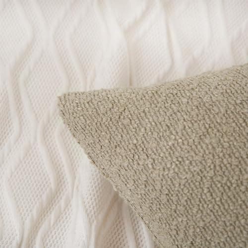 Artcest Textured Boucle Throw Pillow Covers, Oatmeal, 20"x20" for Couch, Bed and Living Room Decor
