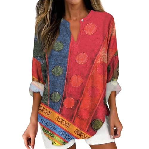 V Neck Long Sleeve Button Down Blouses