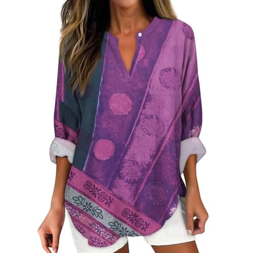 V Neck Long Sleeve Button Down Blouses