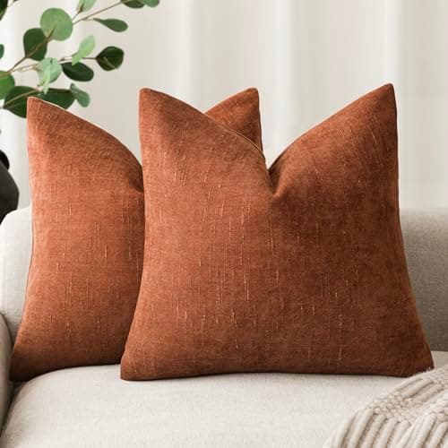 Farmhouse Style Set of 2 Throw Pillow Covers 18x18 Inch, Taupe