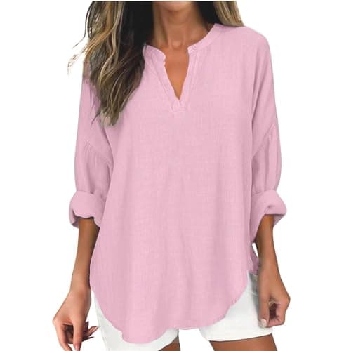 V Neck Long Sleeve Button Down Blouses