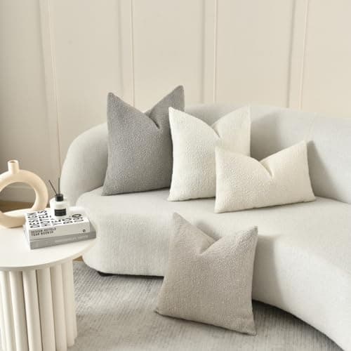Sanmetex Textured 18x18 Inch Pillow Covers, White Home Decor