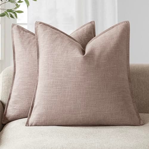 Foindtower Boho Farmhouse Pack of 2 Natural Beige 26x26 Inch Throw Pillow Covers