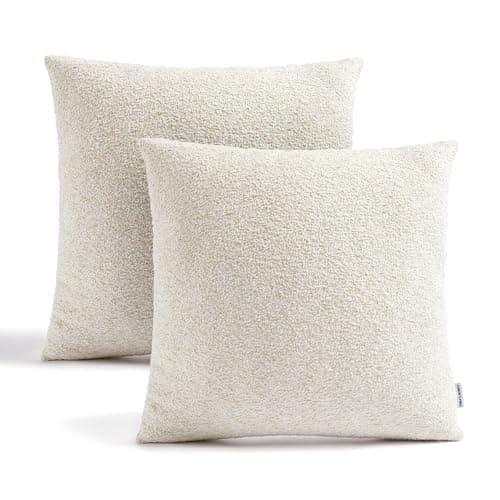 Spring Soft Boucle Throw Pillow Covers, Set of 2 Beige Accent Cushion Covers
