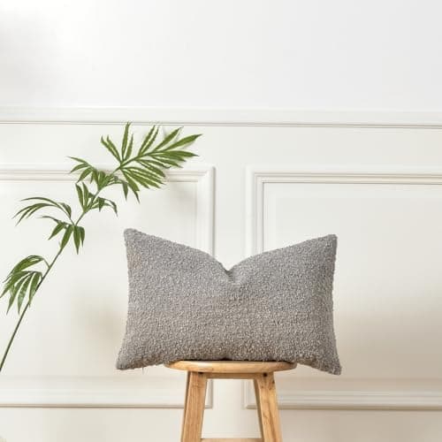 Textured Solid Boucle Pillow Cover 12x20 Inch, Cozy Woven Rectangle Cushion Cover for Sofa, Couch, Bed
