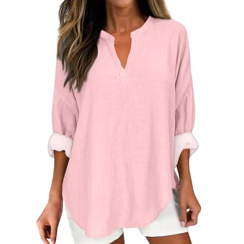 V Neck Long Sleeve Button Down Blouses