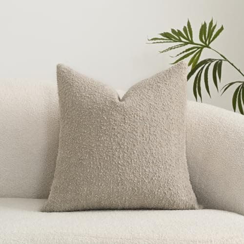 Textured Solid Boucle Pillow Cover 12x20 Inch, Cozy Woven Rectangle Cushion Cover for Sofa, Couch, Bed