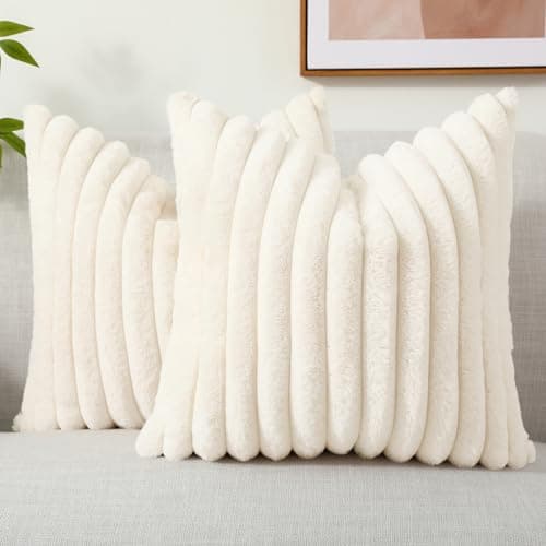 Christmas Faux Fur Throw Pillow Covers 18x18 Set of 2 for Living Room