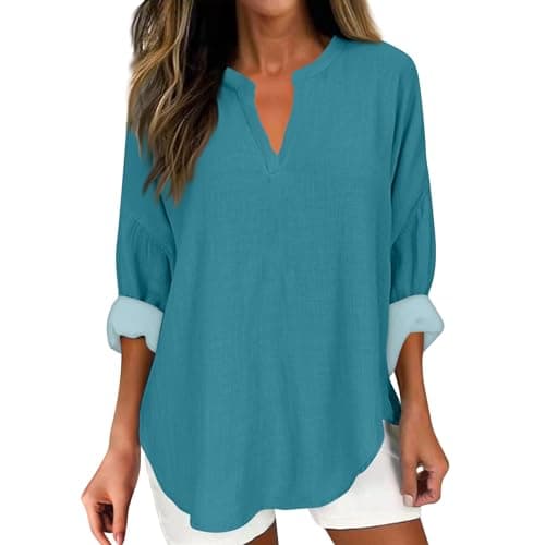 V Neck Long Sleeve Button Down Blouses