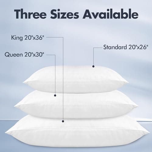 Breathable Cover Soft Bed Pillows, Hypoallergenic, Machine Washable (Stripe, King)
