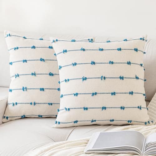 Boho 20x20 Modern Farmhouse Tufted Square Pillows Cover Beige Khaki