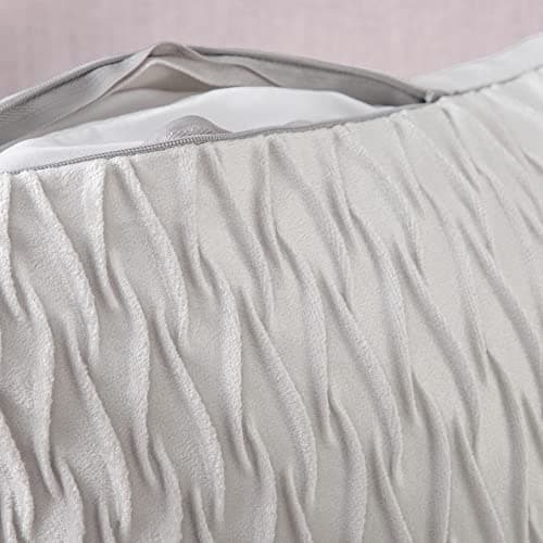 MADIZZ Greyish White Textured Velvet Throw Pillows 18x18inch Cushion Covers