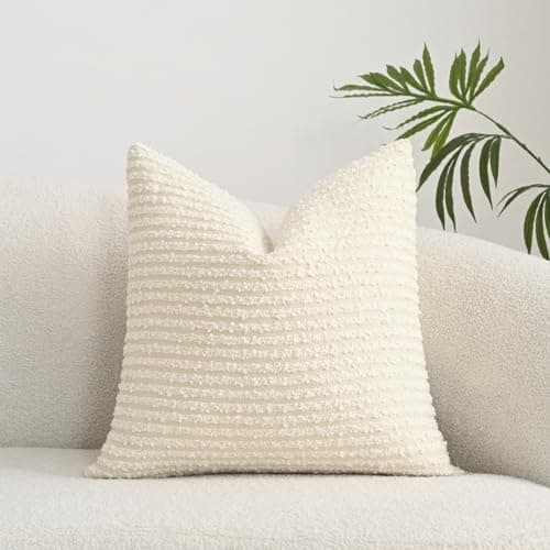 Textured Boucle Lumbar Pillow Covers 12x20 Inch, Brown