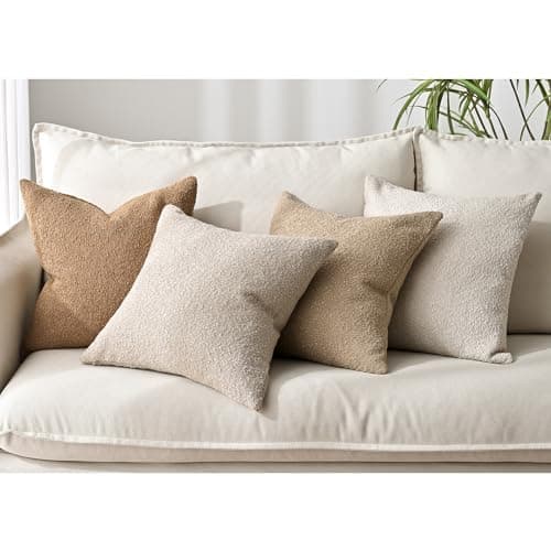 4 Textured Boucle Throw Pillow Covers 18x18 inch for Couch Bed Living Room Decor