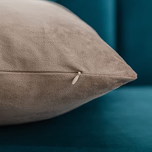 DEZENE Decorative Pillow Covers 18x18 Taupe: 2 Pack Velvet Throw Pillow Cases for Home Decor