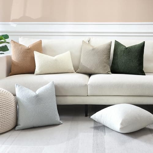 Textured Boucle Throw Pillow Covers 12x20 Inch Ivory White (Pack of 2)