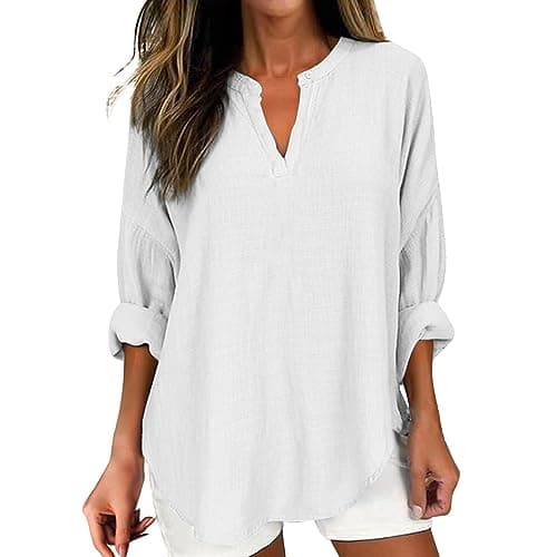 V Neck Long Sleeve Button Down Blouses